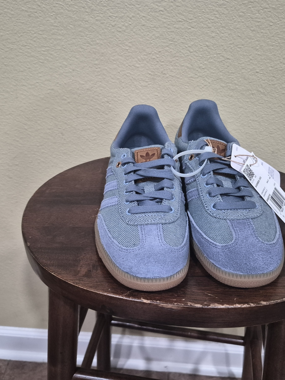 Adidas Samba OG Men's Light Blue Denim & Suede Sneakers Size 6.5